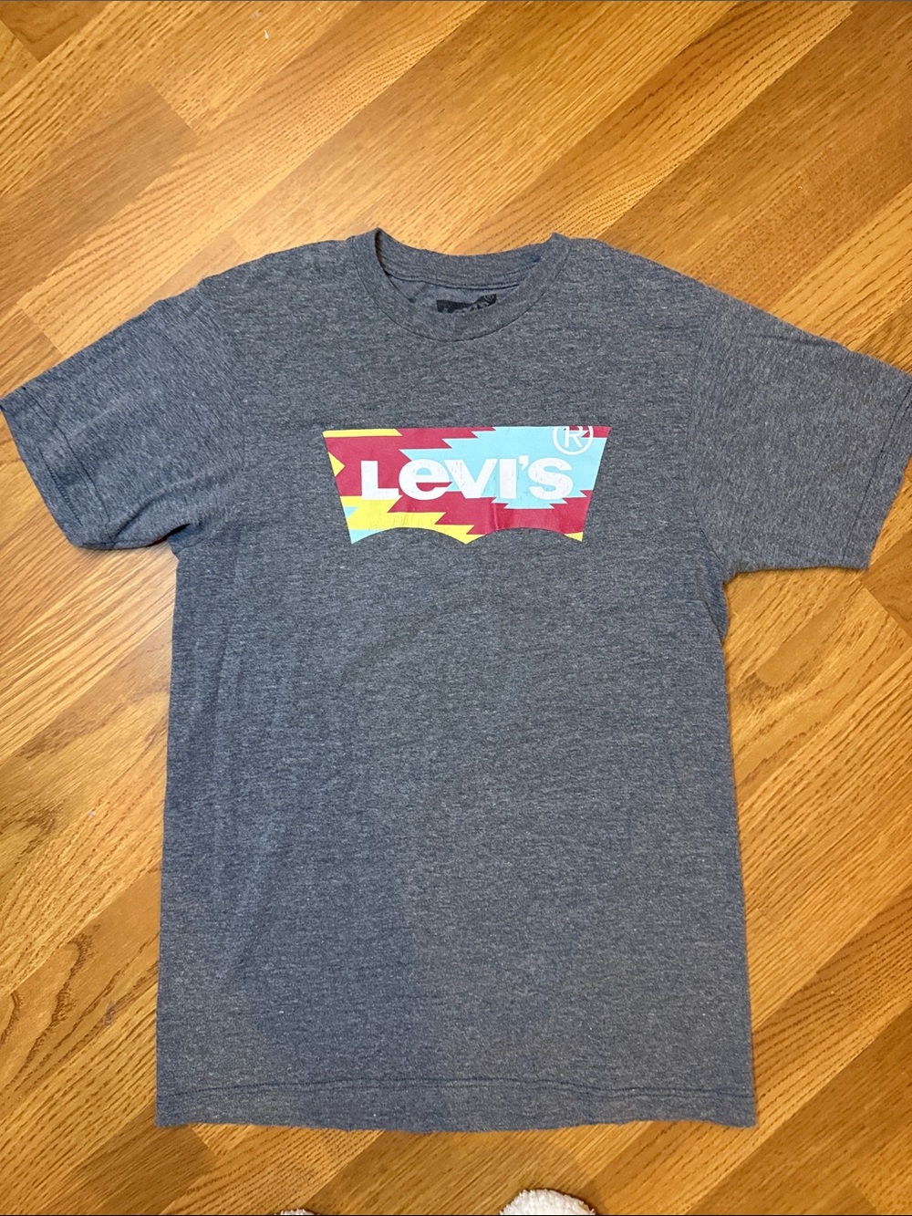 Levi's Gray Short-Sleeve Logo Tee with Multi-Color Graphic